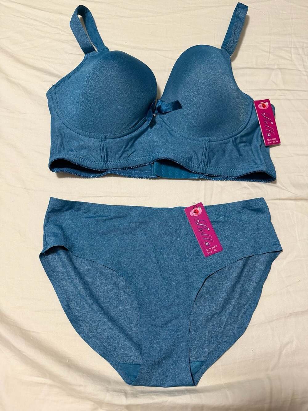 Bella Intimates P1808 Teal Blue Bra and Panty Lingerie Set